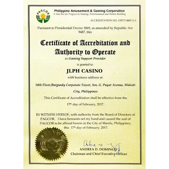 JLPH casino PAGCOR certificate (1)